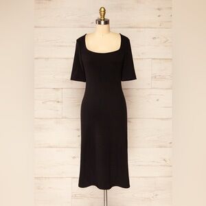 NEW WITH TAGS* Monza Black | Fitted Square Neck Midi Dress